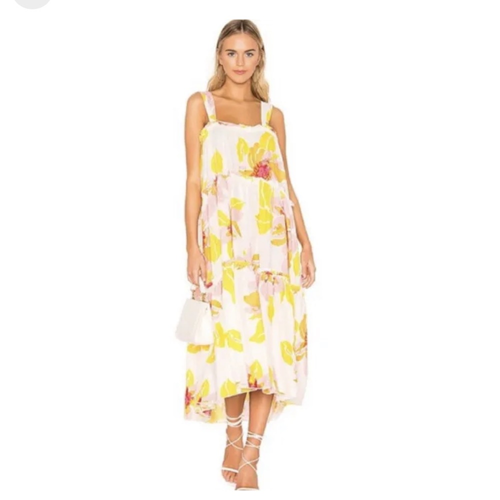 NWT FREE PEOPLE | Moonshine Midi Dress In Yellow And Orange Floral